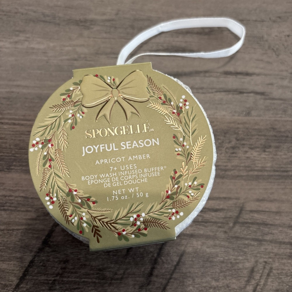 Spongelle Holiday Ornament Infused Bath Sponge Apricot Amber